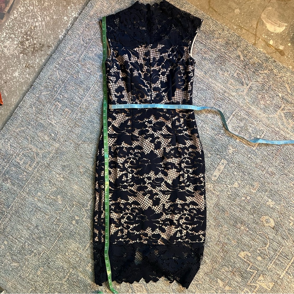 ANTONIO MELANI Navy Lace Midi Dress